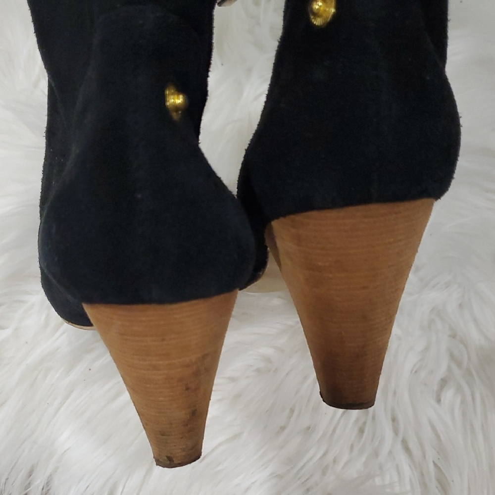 Matt Bernson Black Suede Fold Over Ankle Booties Boots Sz 8.5 - Picture 6 of 16